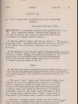 cover image of The Indian Act of 1876